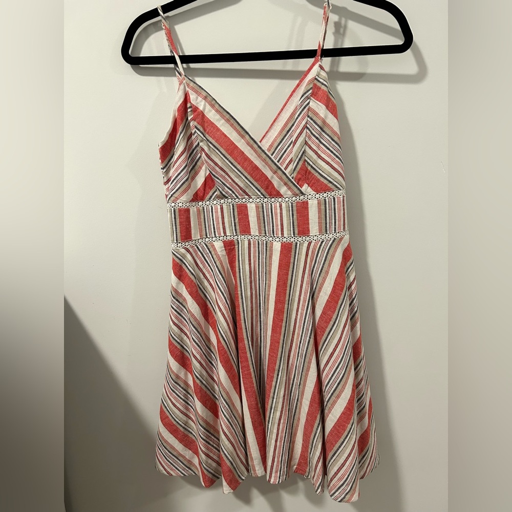 Worn once red, white, and blue striped A line dress from Francesca’s in size XS